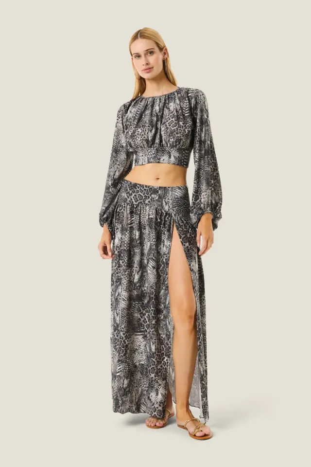 4 Giveness Resort gonna lunga donna animalier con spacchi