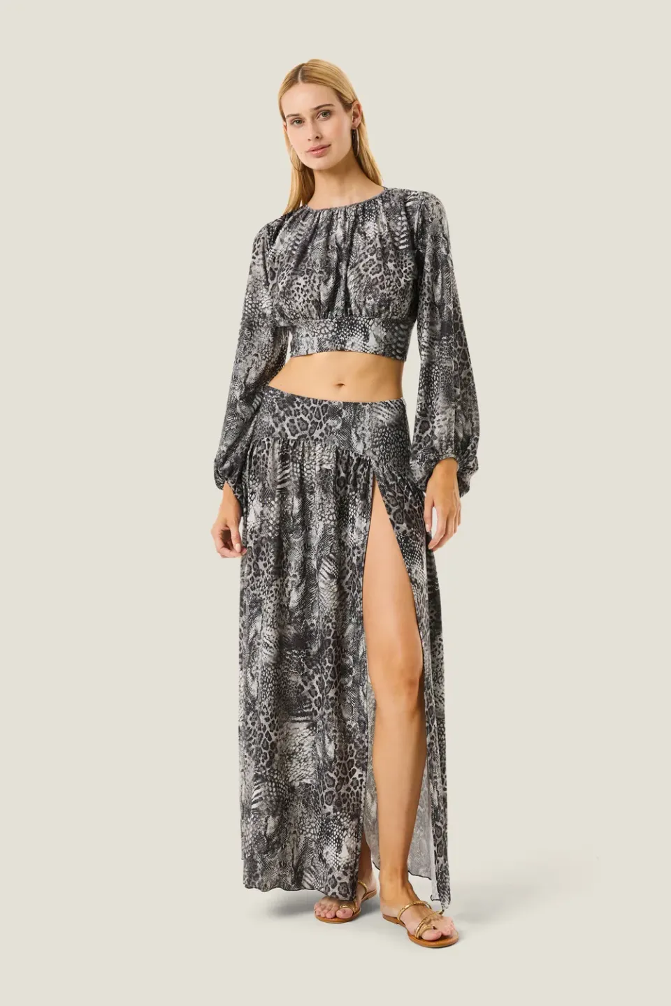 4 Giveness Resort gonna lunga donna animalier con spacchi