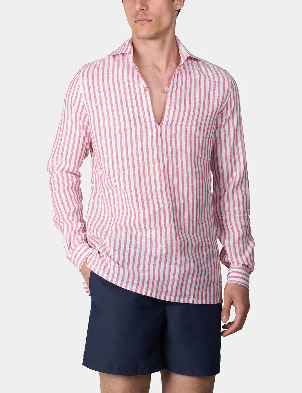 Ripa Ripa Capri Righe Rosse camicia lino a righe