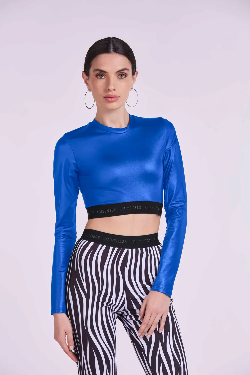 4 Giveness Lycra top maniche lunghe logo elastico nero