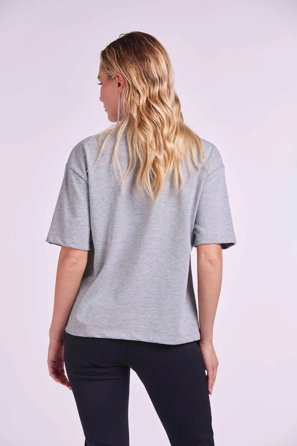 4 Giveness Strass Pockets t-shirt grigia tasche strass