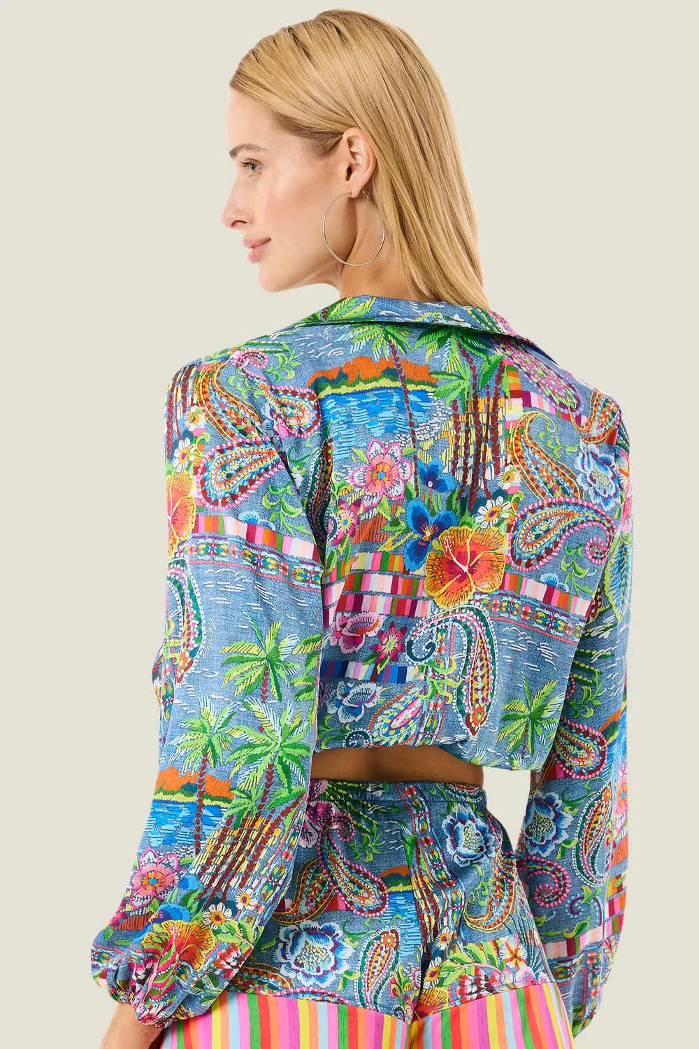 4 Giveness Mexican camicia crop denim scollo V