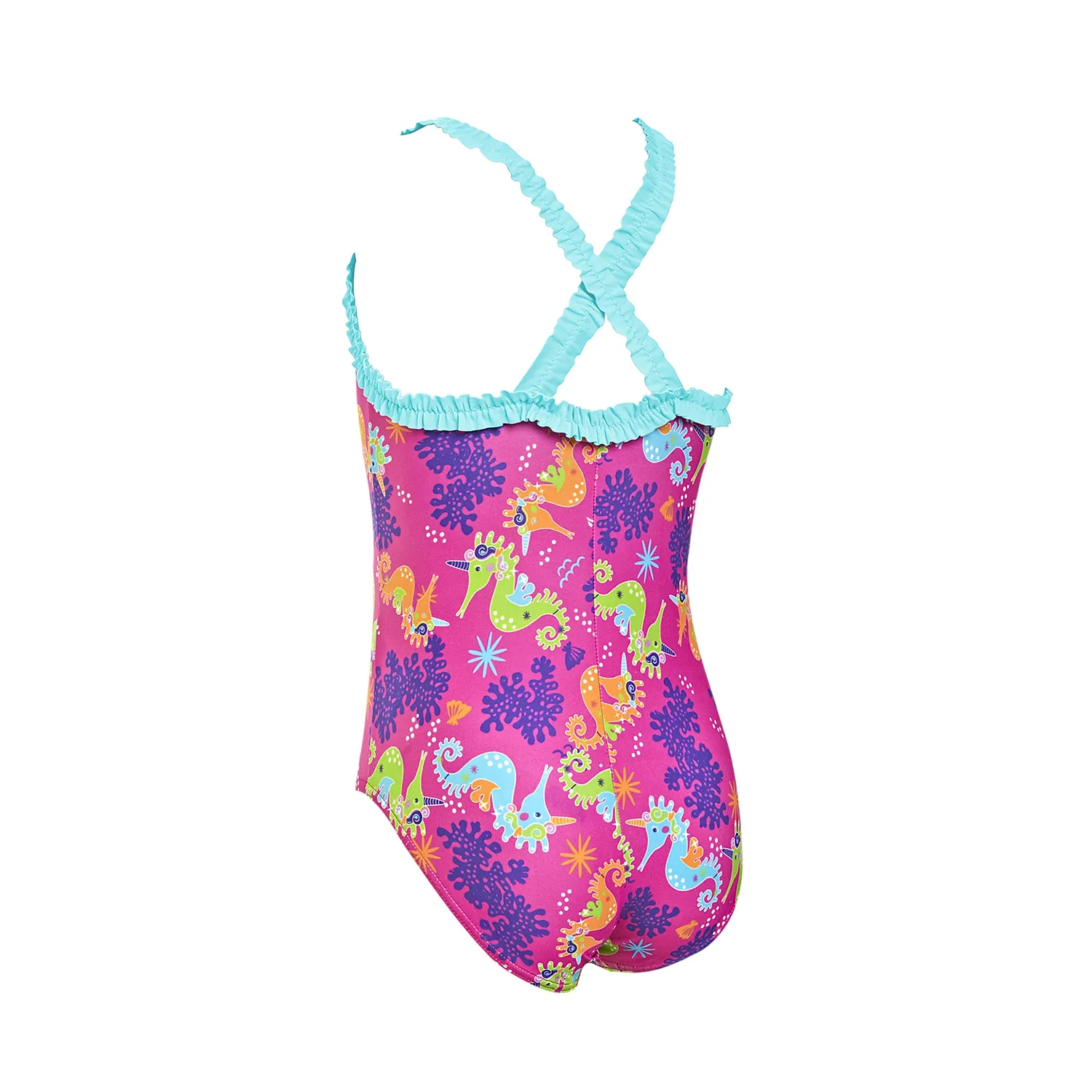 Zoggs Sea Unicorn Ruffle costume bambina intero schiena