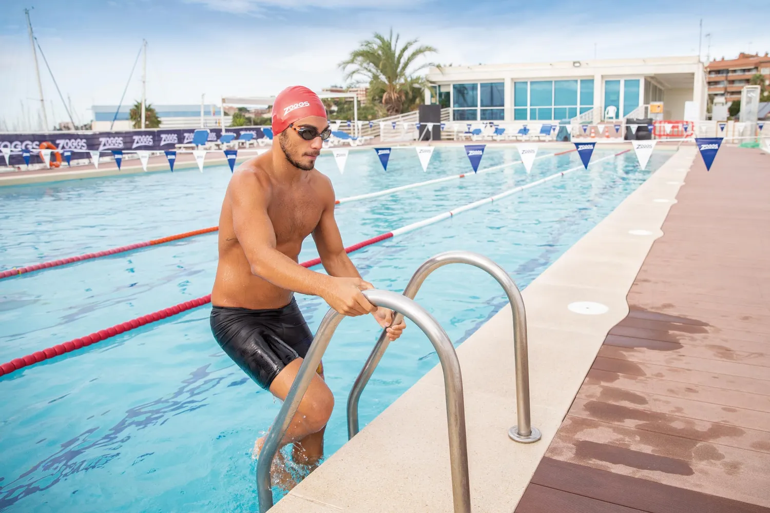 Zoggs cuffia nuoto silicone adulto rossa antiscivolo