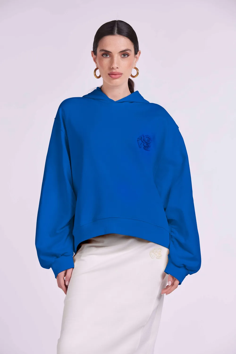 4 Giveness Hoodie Embroidery 4GVS felpa grigia cotone