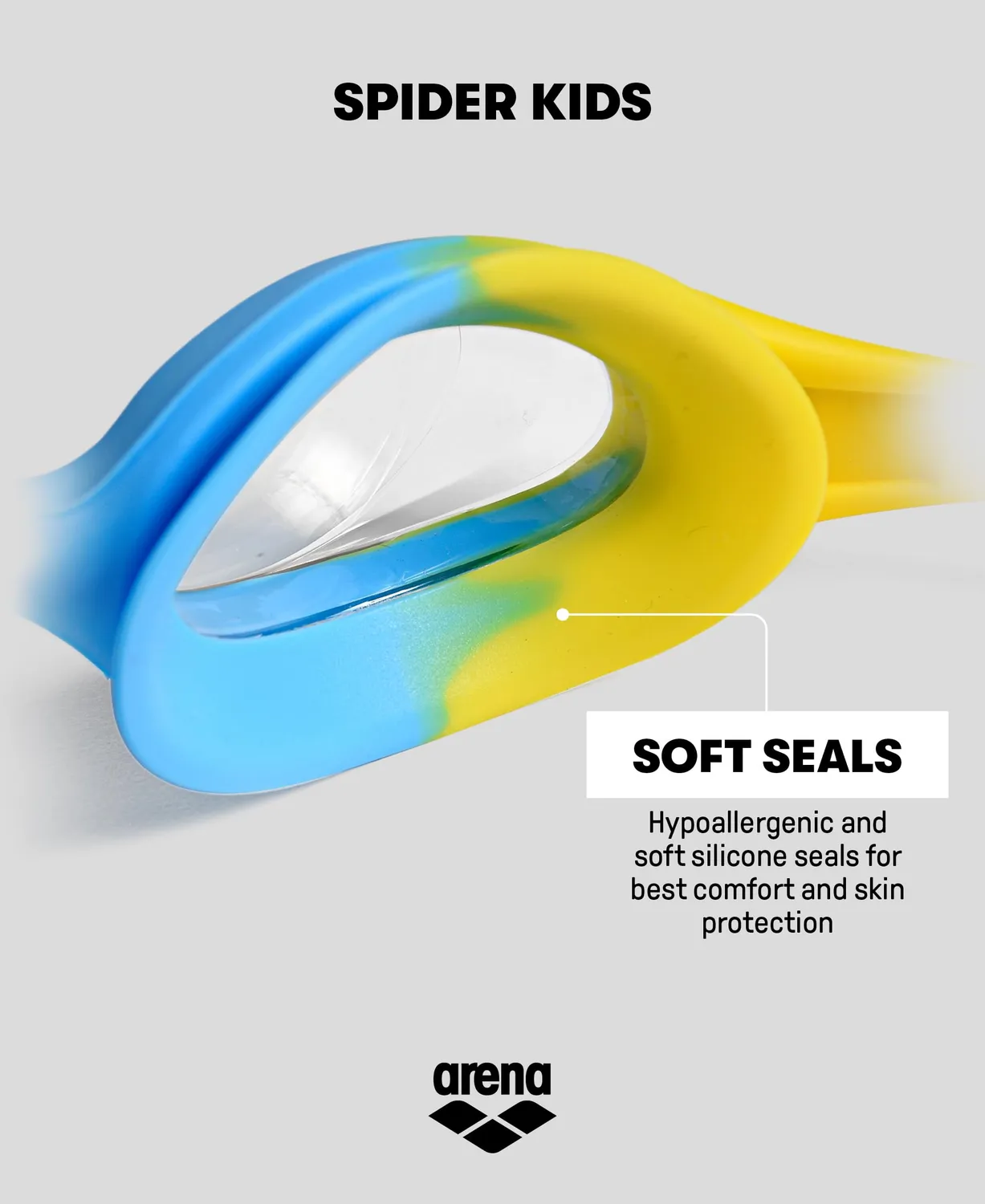 Arena Spider Kids occhialini nuoto lightblue-blue-blue antiappannamento