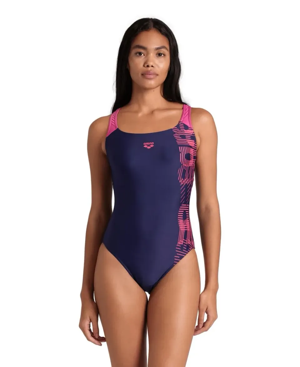 Arena Control PRO Back Costume Intero Donna 44 Navy-Rose