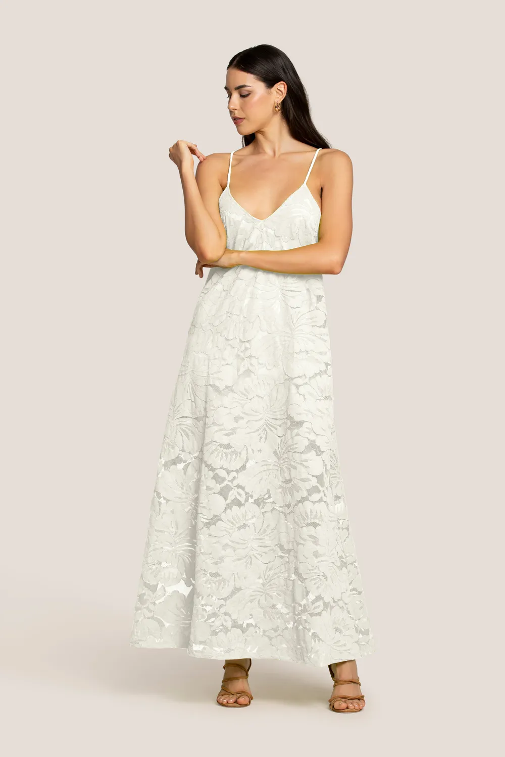4 GIVENESS Blossom Lace abito lungo verde pizzo