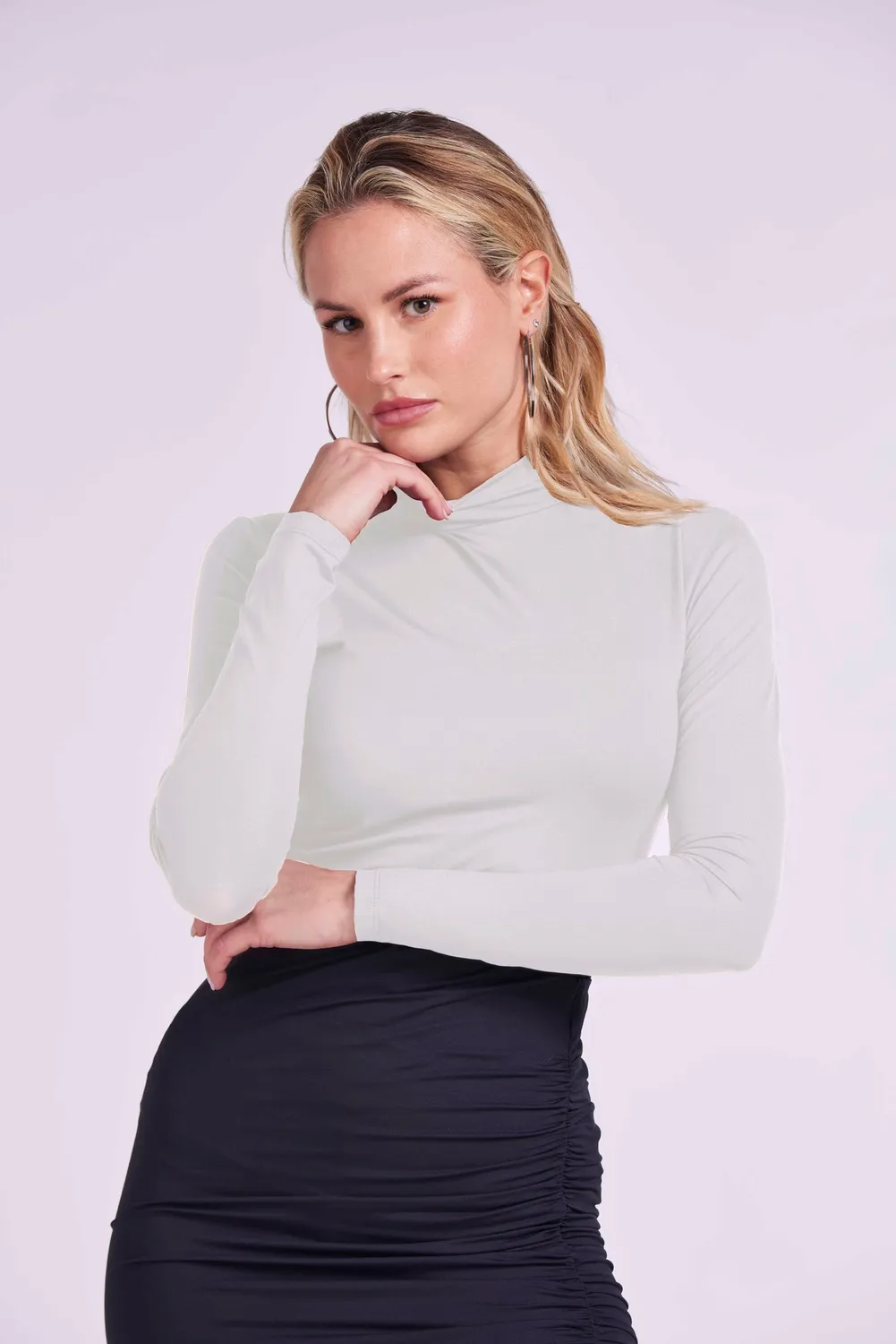 4 Giveness Cup top dolcevita lycra nero maniche lunghe