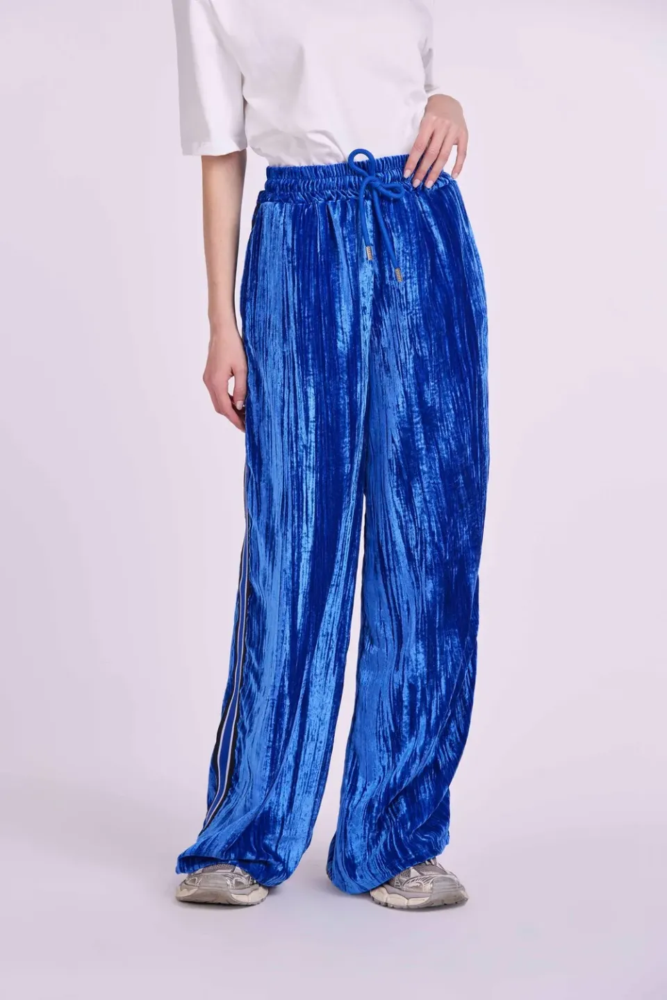 4Giveness 4GVS pantaloni palazzo bande grigio poliestere