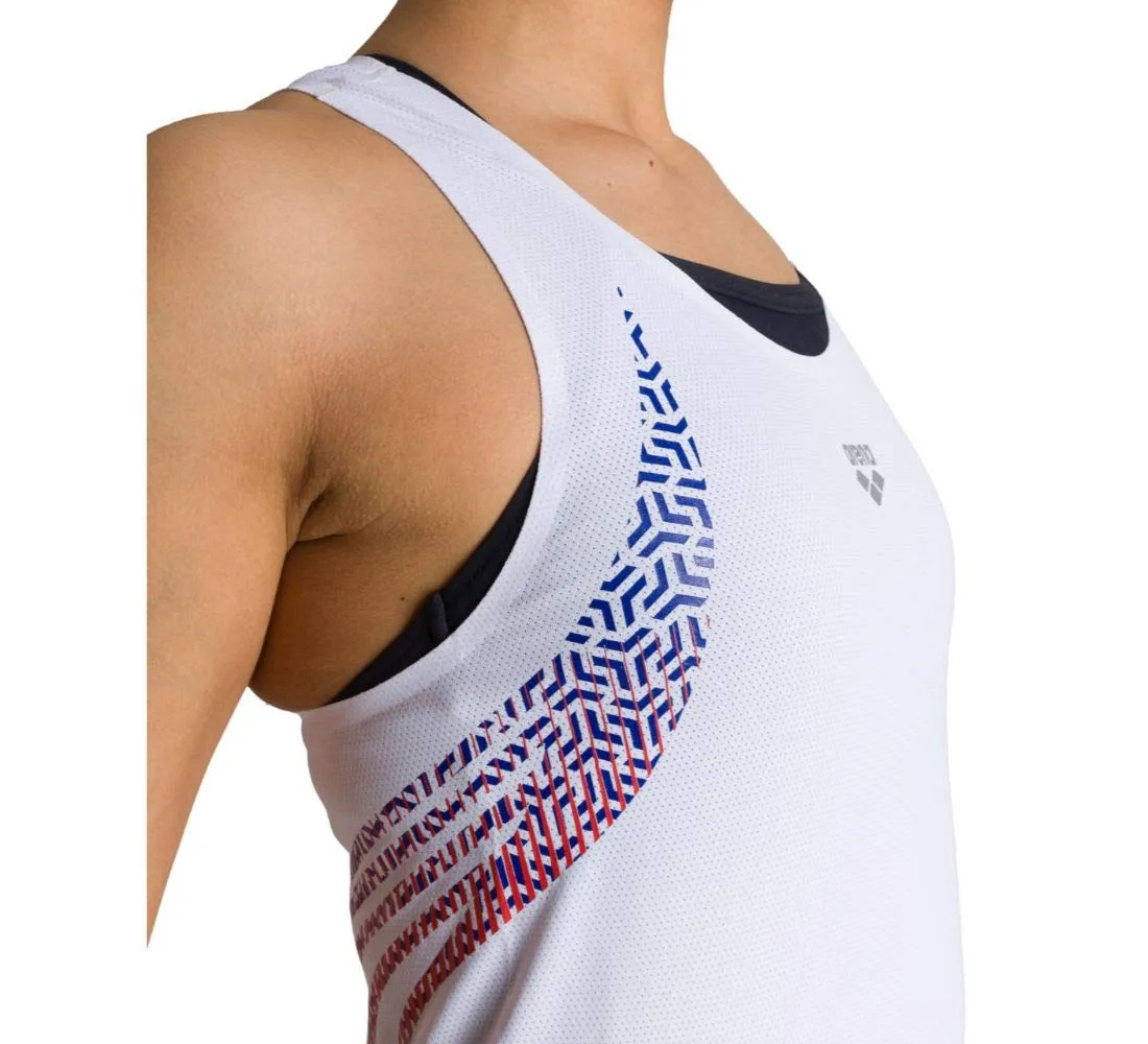 Arena A-One Mesh canotta donna bianco rosso fluo S traspirante