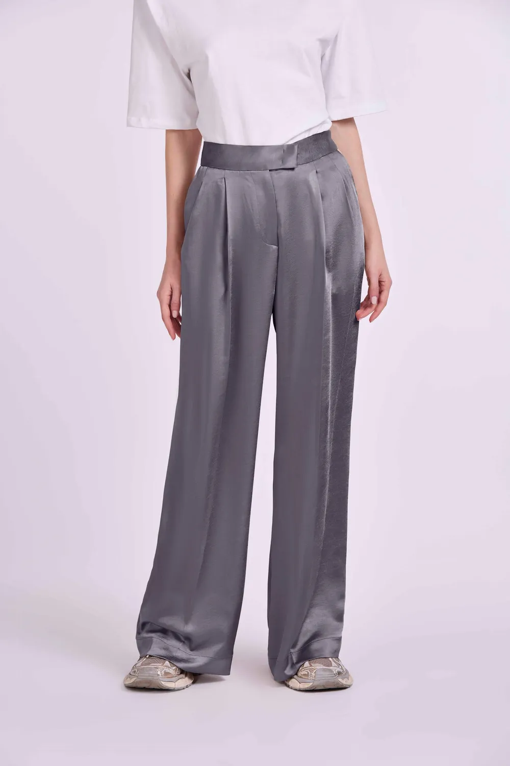 4 Giveness Palazzo pantalone satin beige