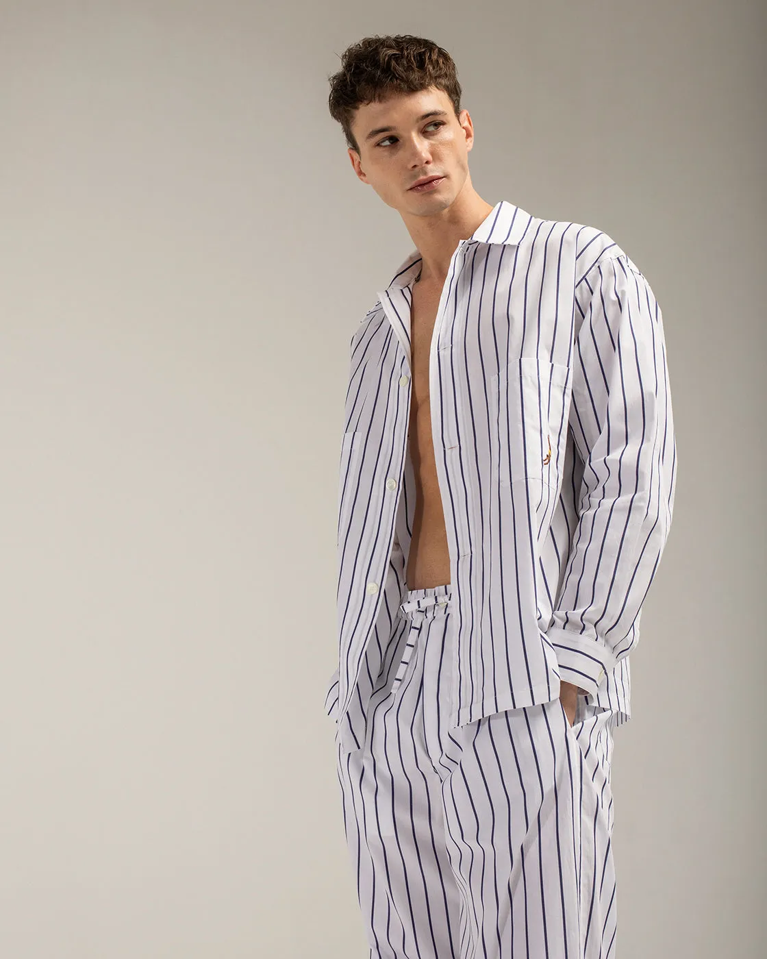 Mosso Sunwear Sun Stripes pantaloni cotone a righe blu