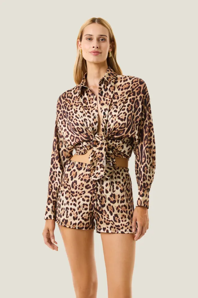 4 Giveness Leopard Basic camicia crop var. unica leopardata