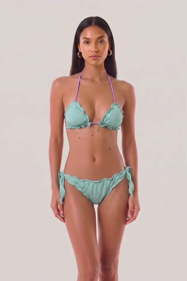 4 Giveness Glitter bikini triangolo e slip oro brillantinato