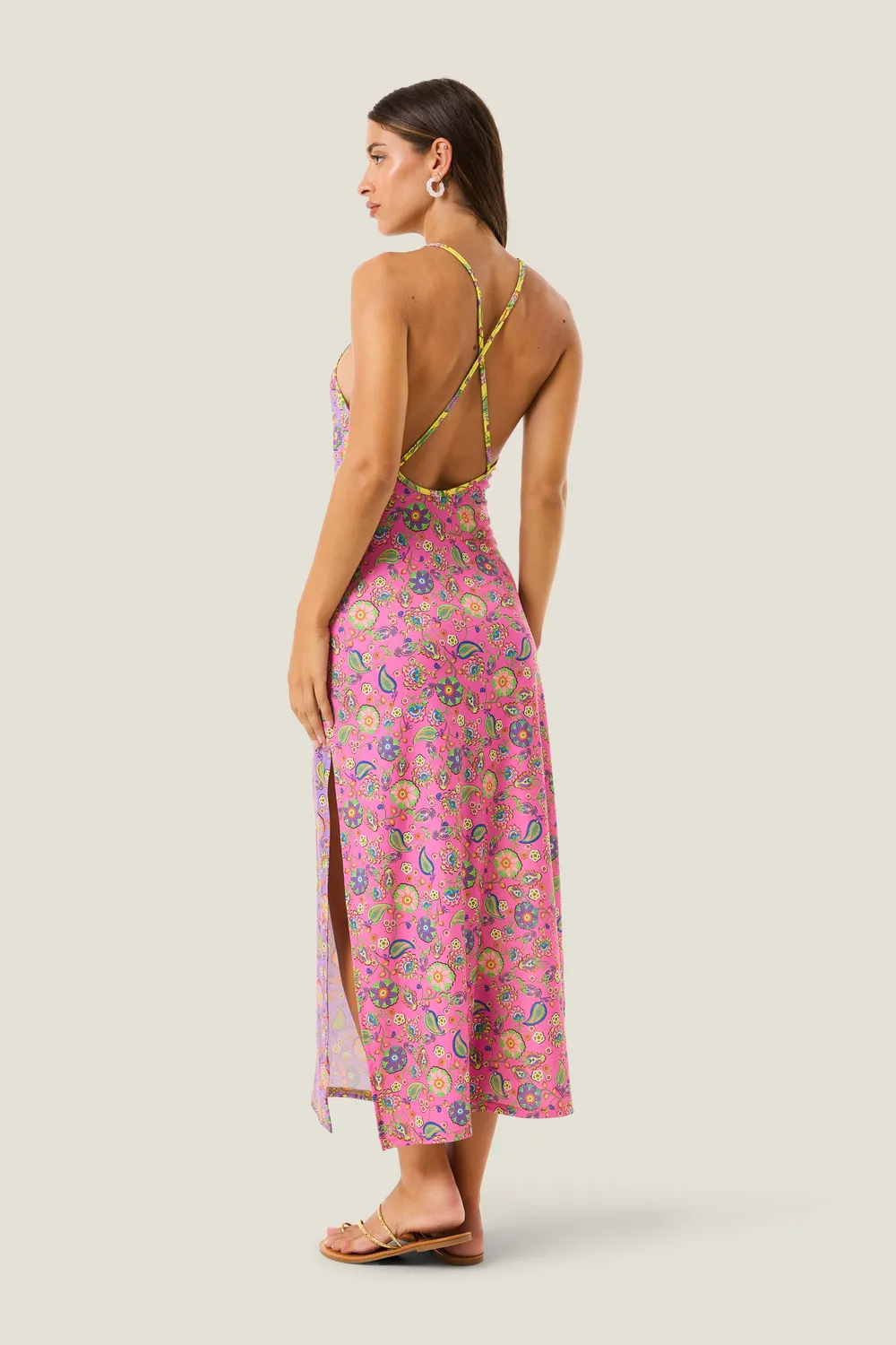 4 Giveness Boho Chic abito lungo scollato leggero