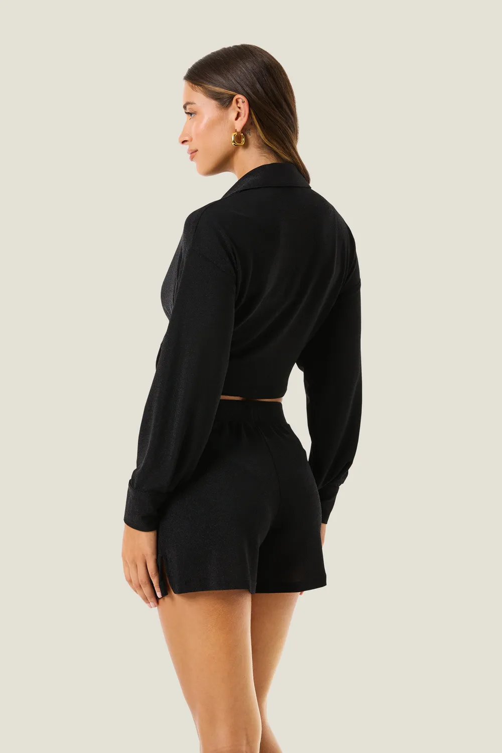 4 Giveness Lurex Resort Camicia Nodo Brillante Donna
