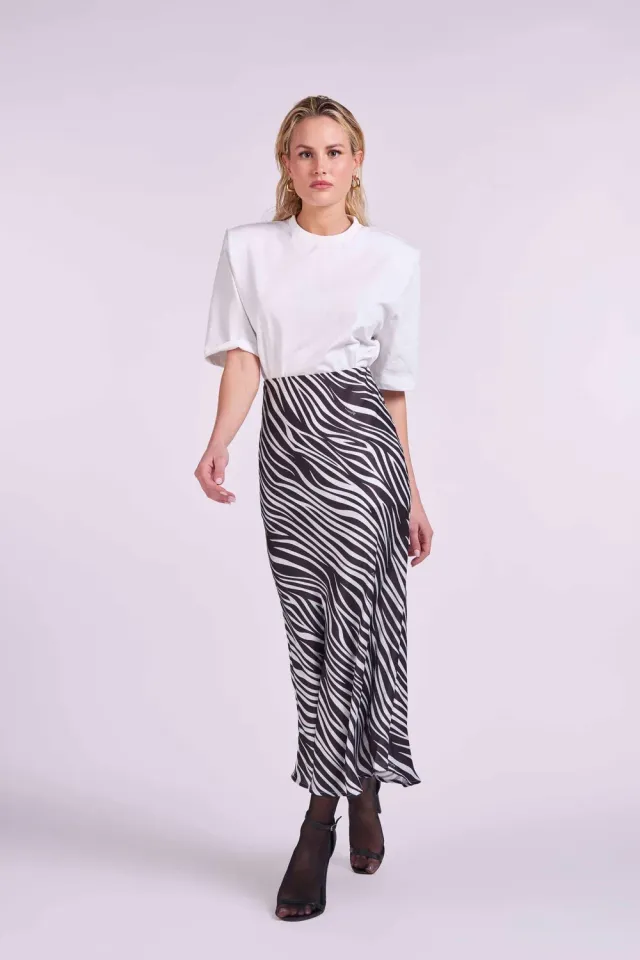 4 Giveness Long Skirt Fantasy Zebra gonna lunga nera