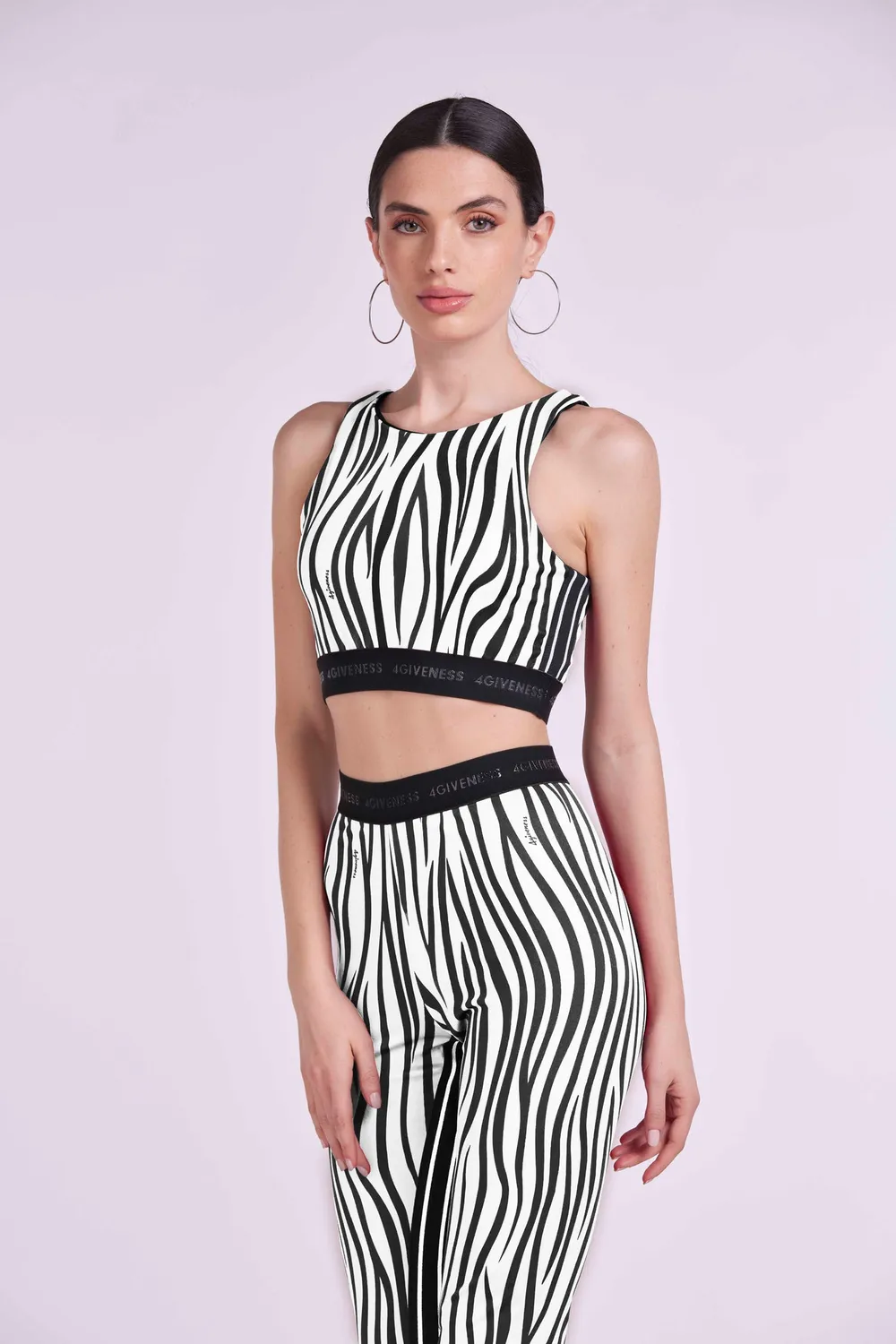 4 Giveness Zebra Logo top lycra zebrato nero