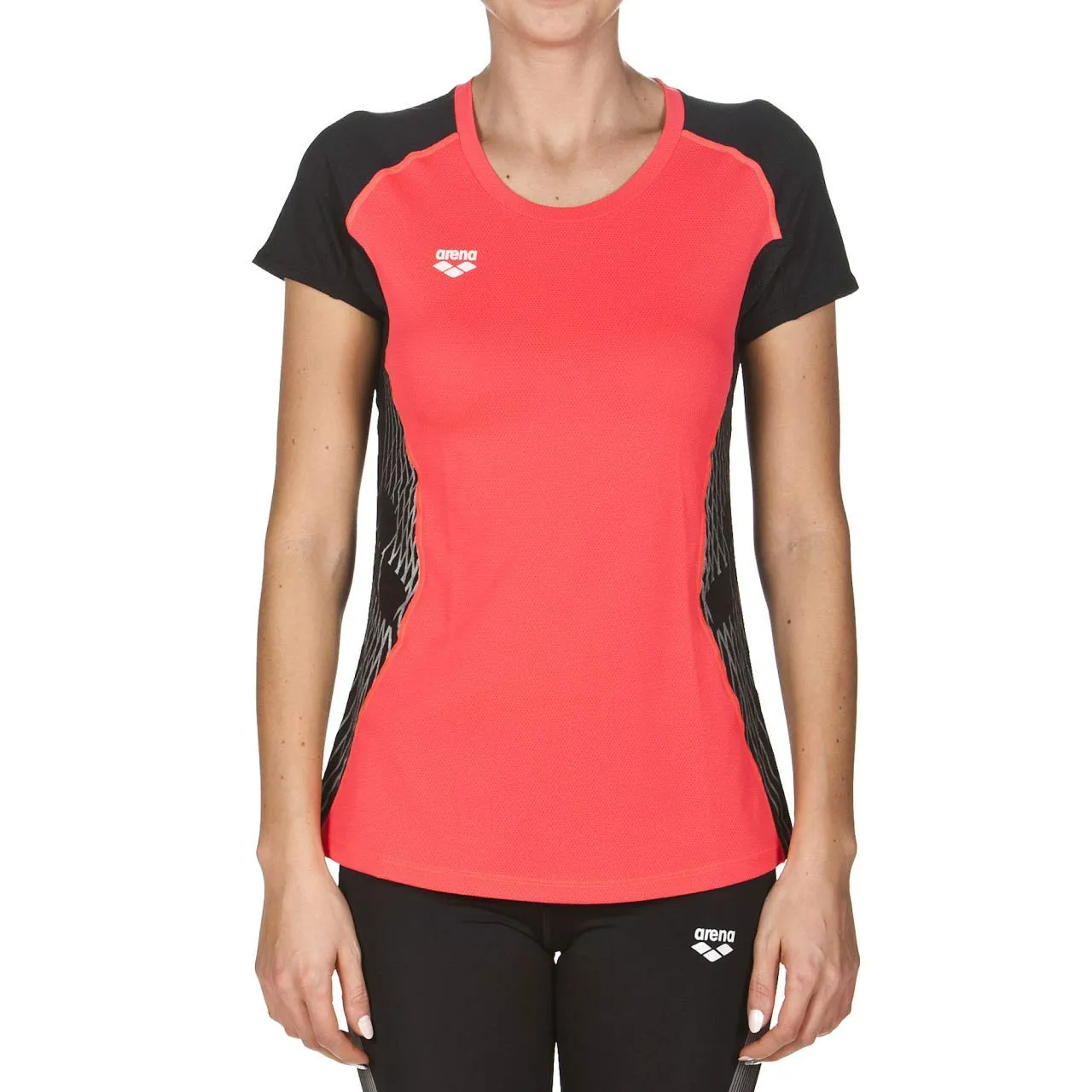 Arena W Run S/S Panel Maglia Donna White-Black Manica Corta