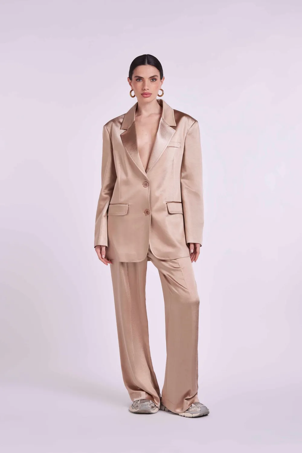 4 Giveness Palazzo pantalone satin beige