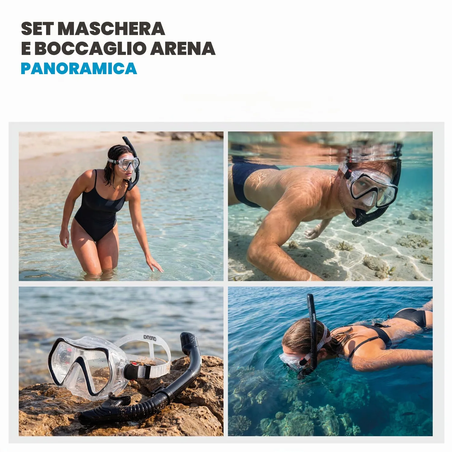 Arena Snorkel Mask Set maschera snorkeling nero