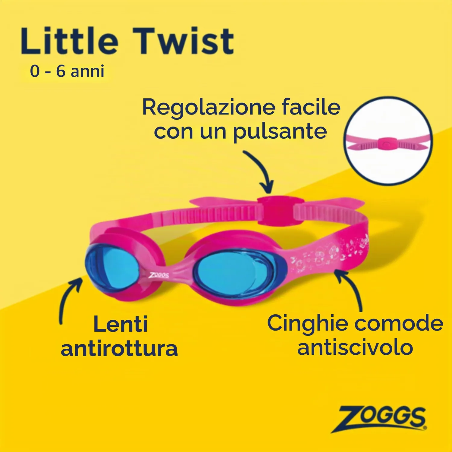 Zoggs Little Twist occhialini nuoto bambini rosa antiappannamento
