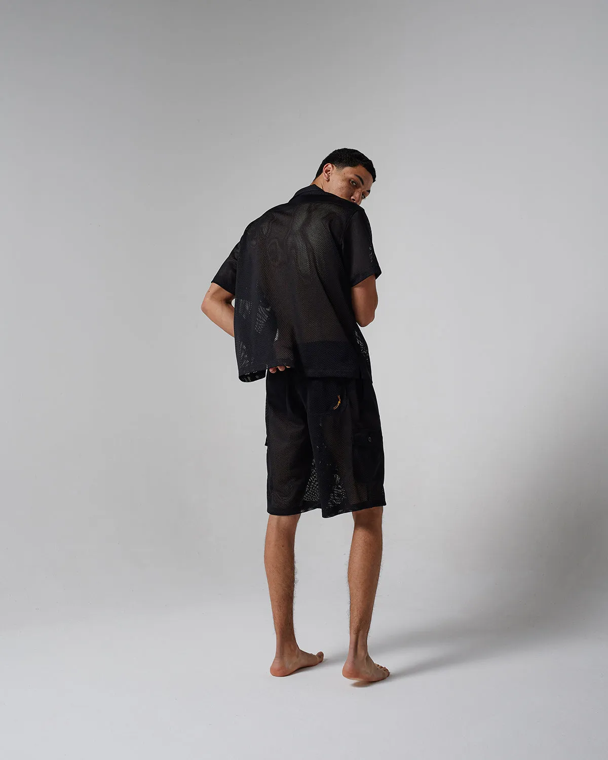 Mosso Sunwear camicia mesh nera manica corta