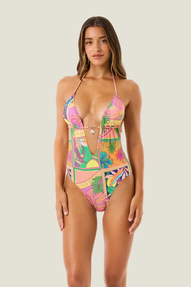 4 Giveness Pop Foulard costume intero stampa tropicale