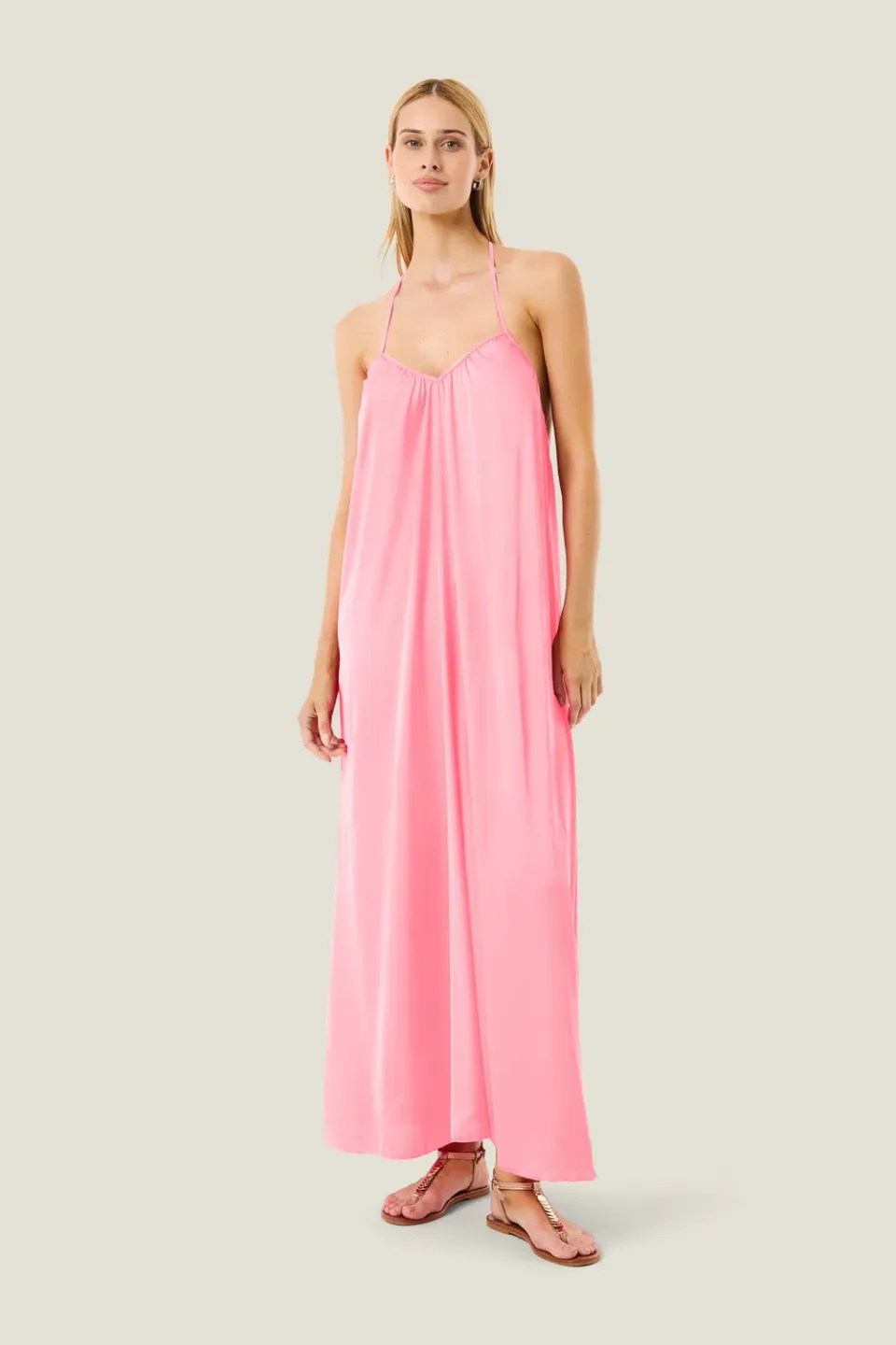 4 Giveness Soft Touch abito lungo rosa SM morbido