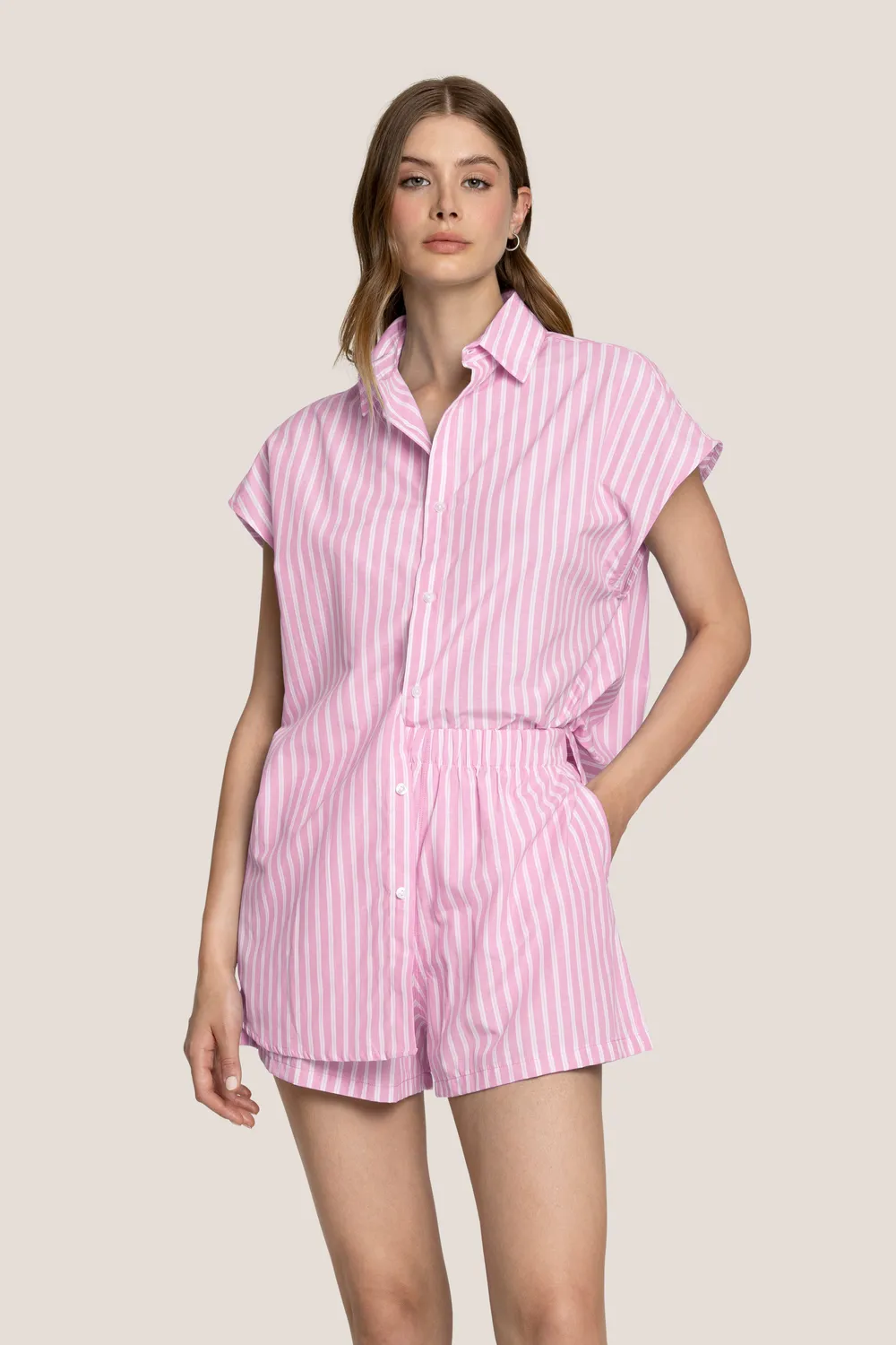 4Giveness Short Vertical Lines Shorts Donna Azzurro Righe
