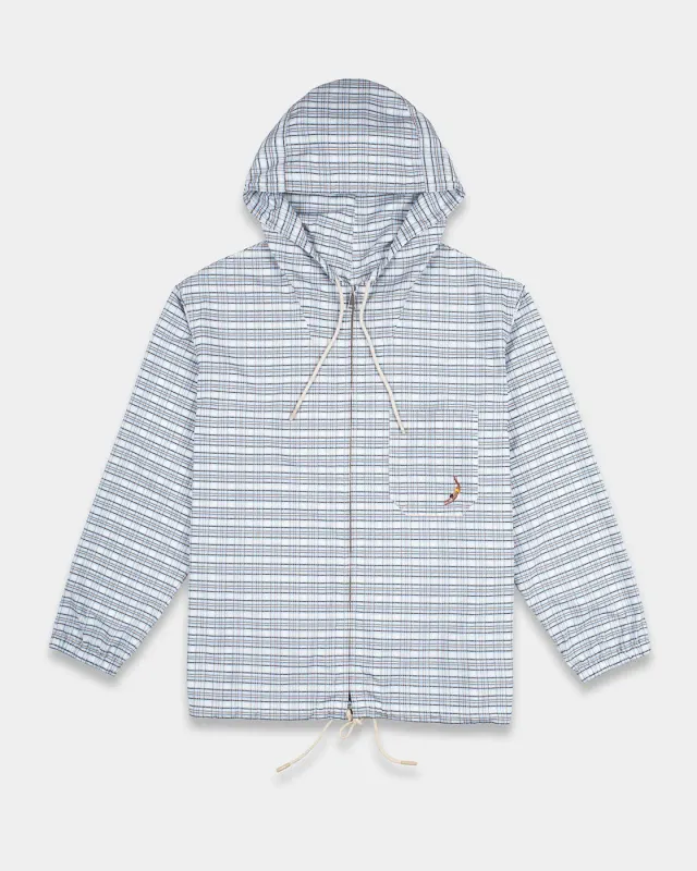 Mosso Sunwear Blue Check giacca leggera blu con cappuccio