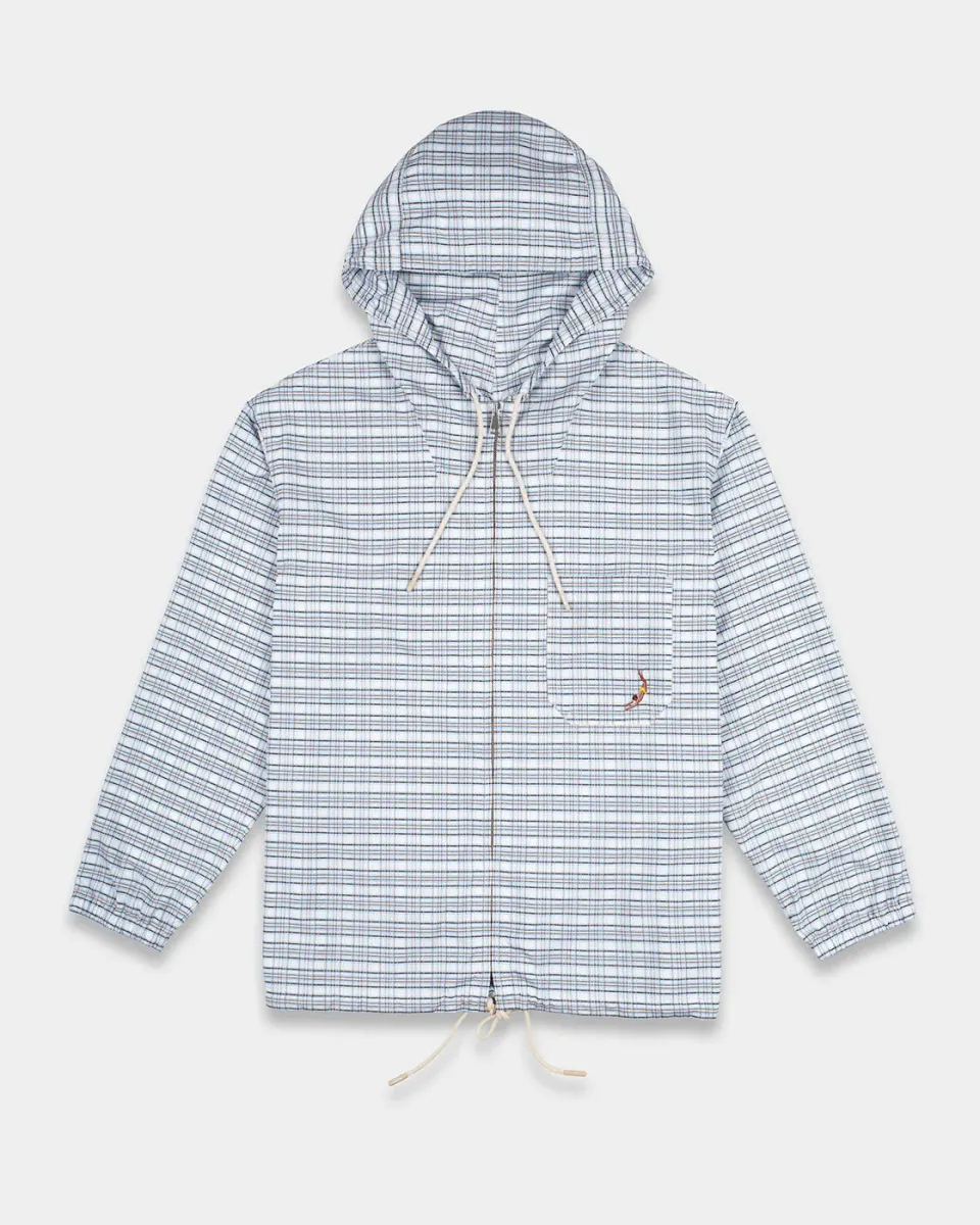 Mosso Sunwear Blue Check giacca leggera blu con cappuccio