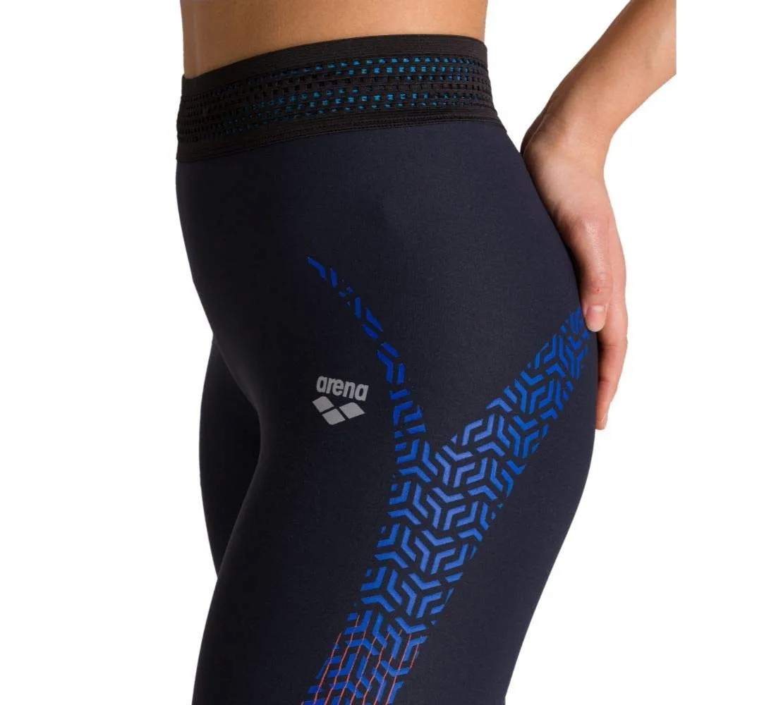 Arena A-One Long Tights leggings donna black fluo red L