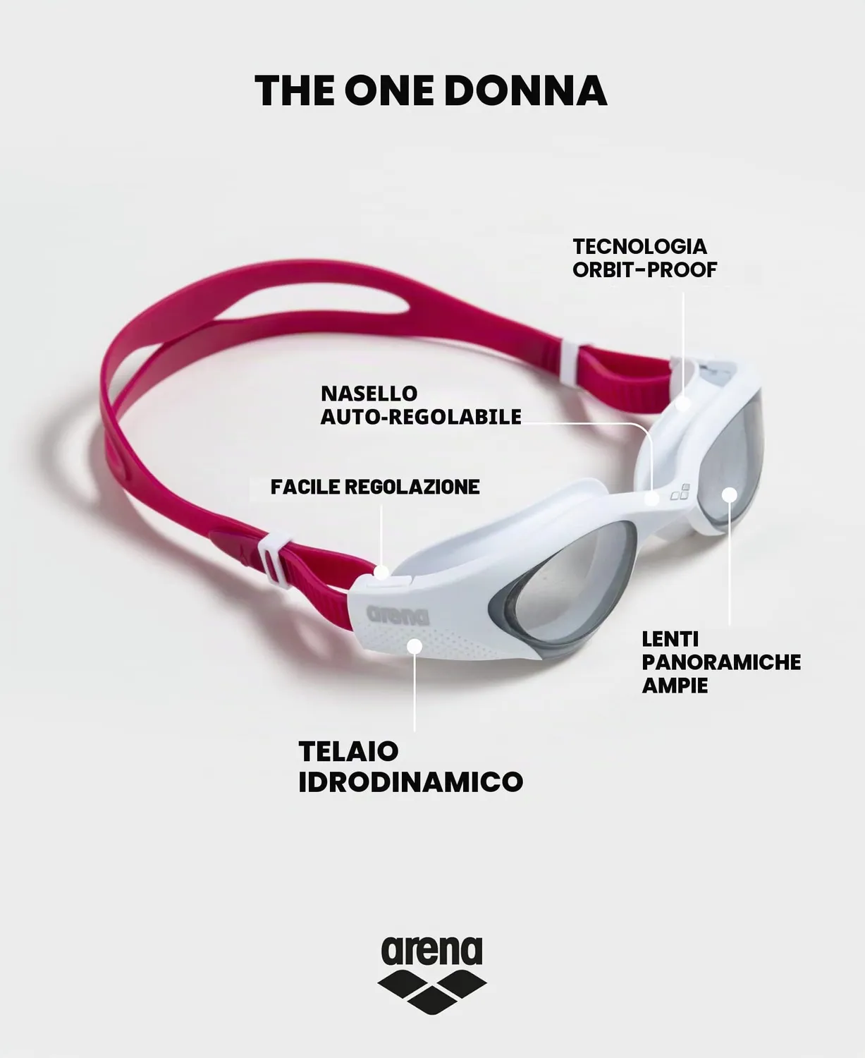 Arena The One Woman occhialini nuoto neri lente chiara