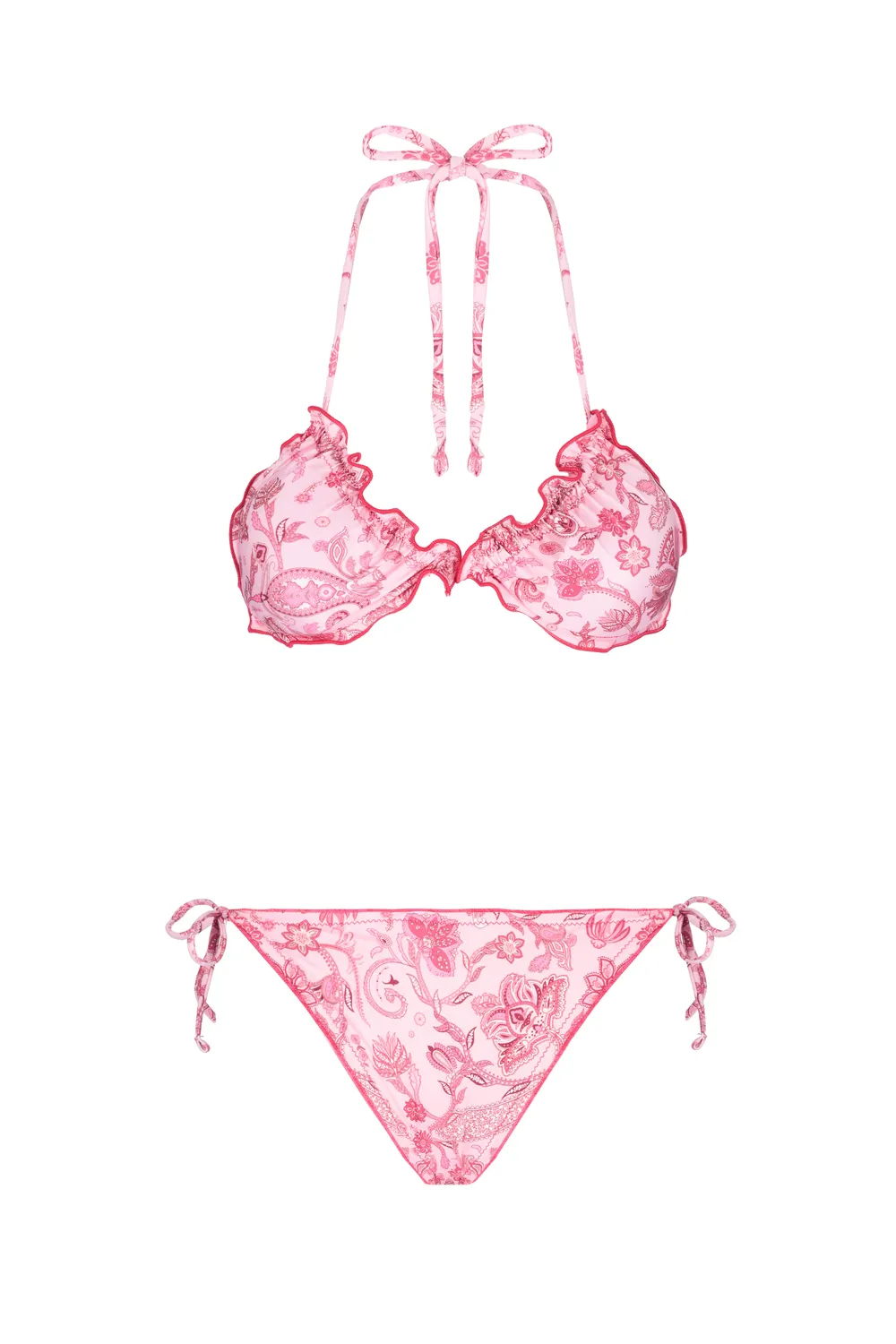 4 Giveness Antibes Bikini Triangolo Azzurro con Slip Laccetti