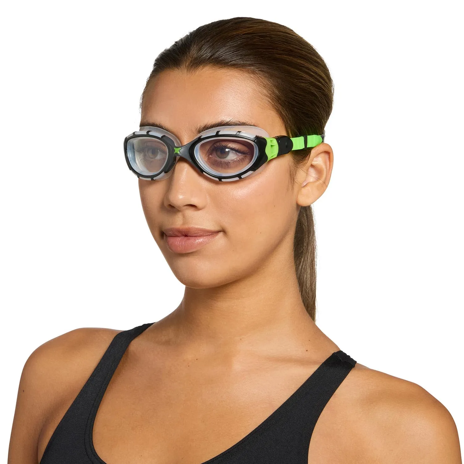 Zoggs Predator Flex occhialini nuoto nero grigio lenti fumé