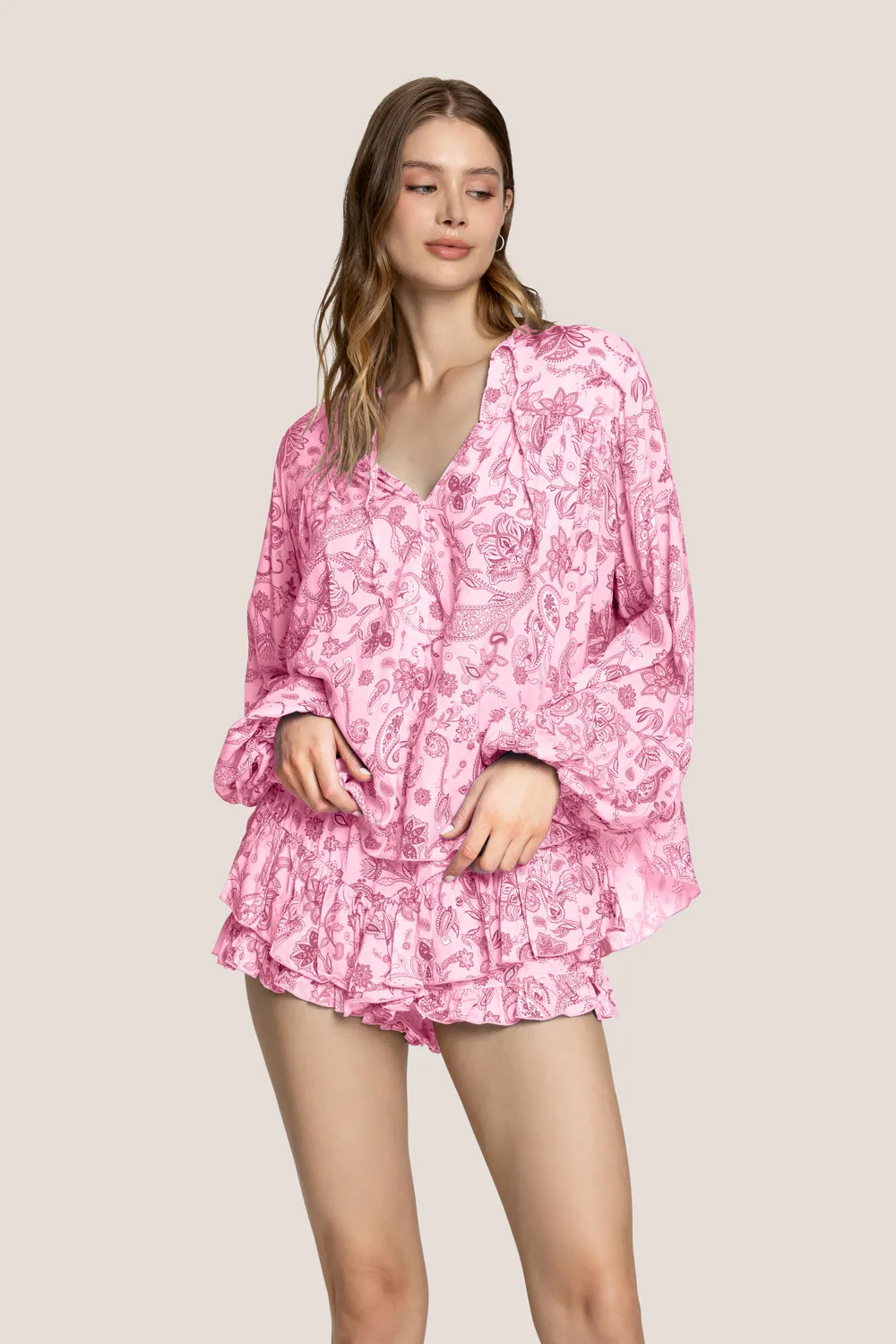 4 Giveness Antibes blusa azzurro viscosa fluida