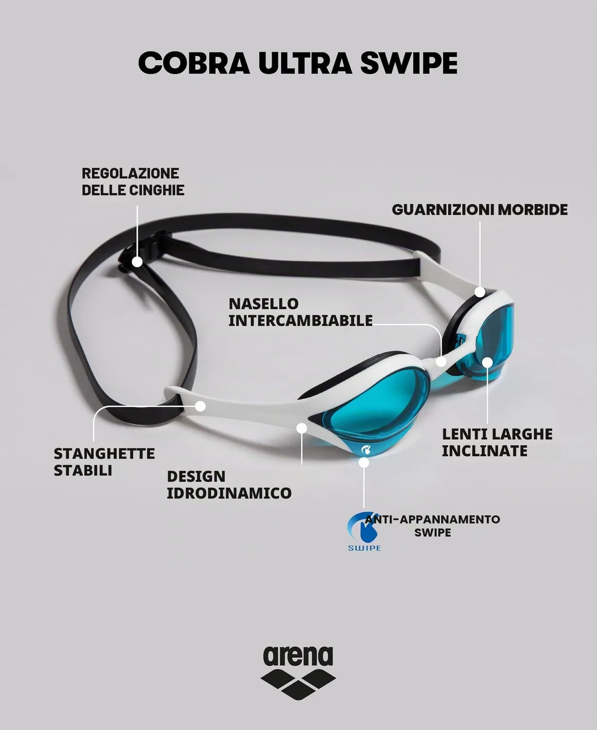 Arena Cobra Ultra Swipe MR occhialini Yellow Copper White