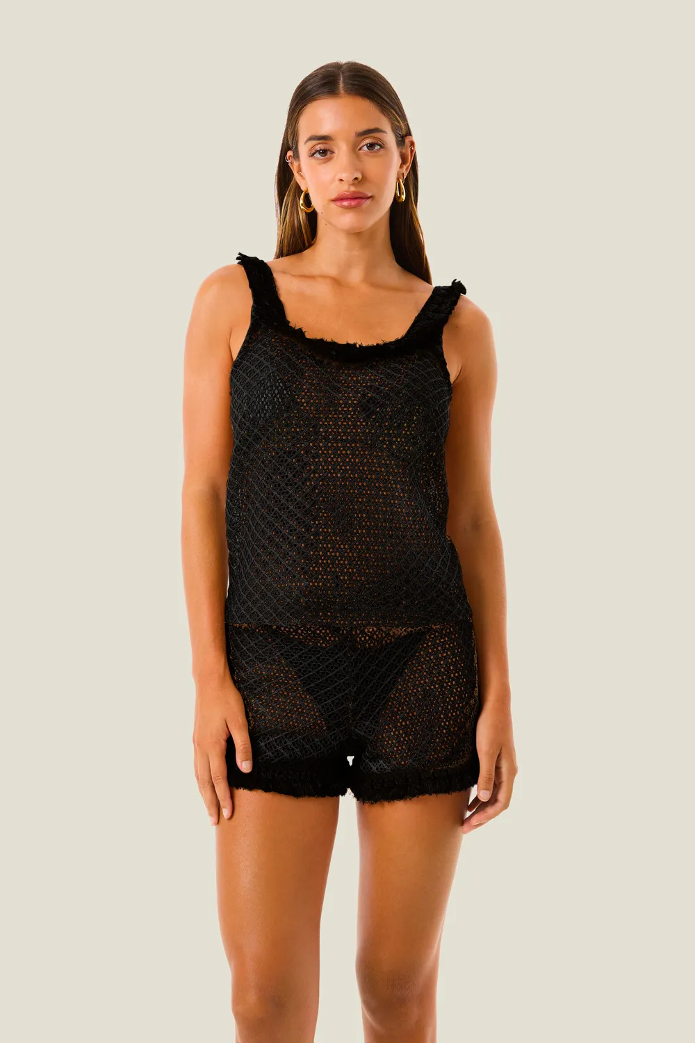 4 Giveness Natural Mesh shorts rete ecru leggeri
