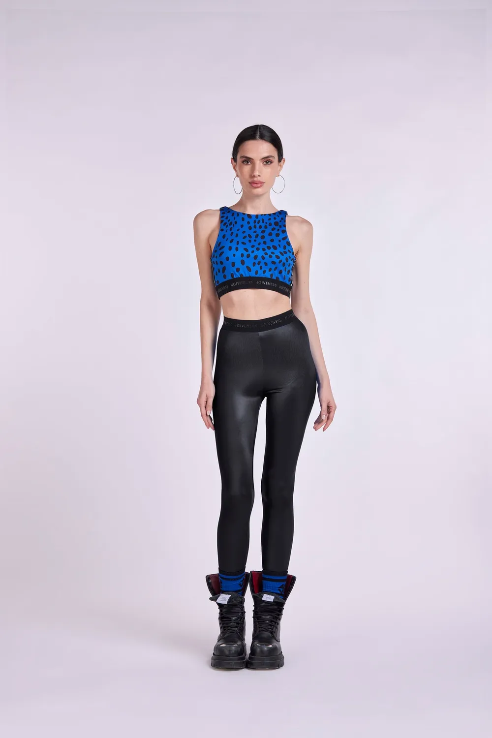 4 Giveness Elastic Logo leggings black lycra sportivi