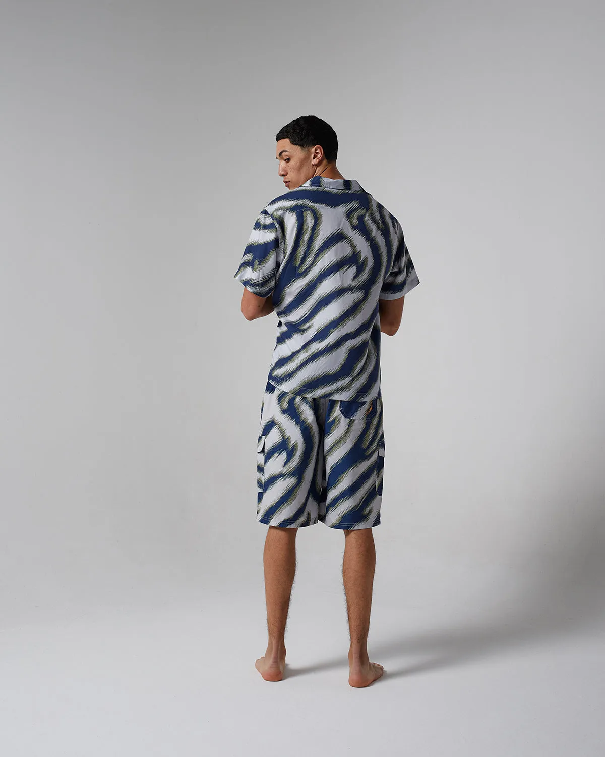 Mosso Sunwear Blue Zebra camicia manica corta blu Tencel