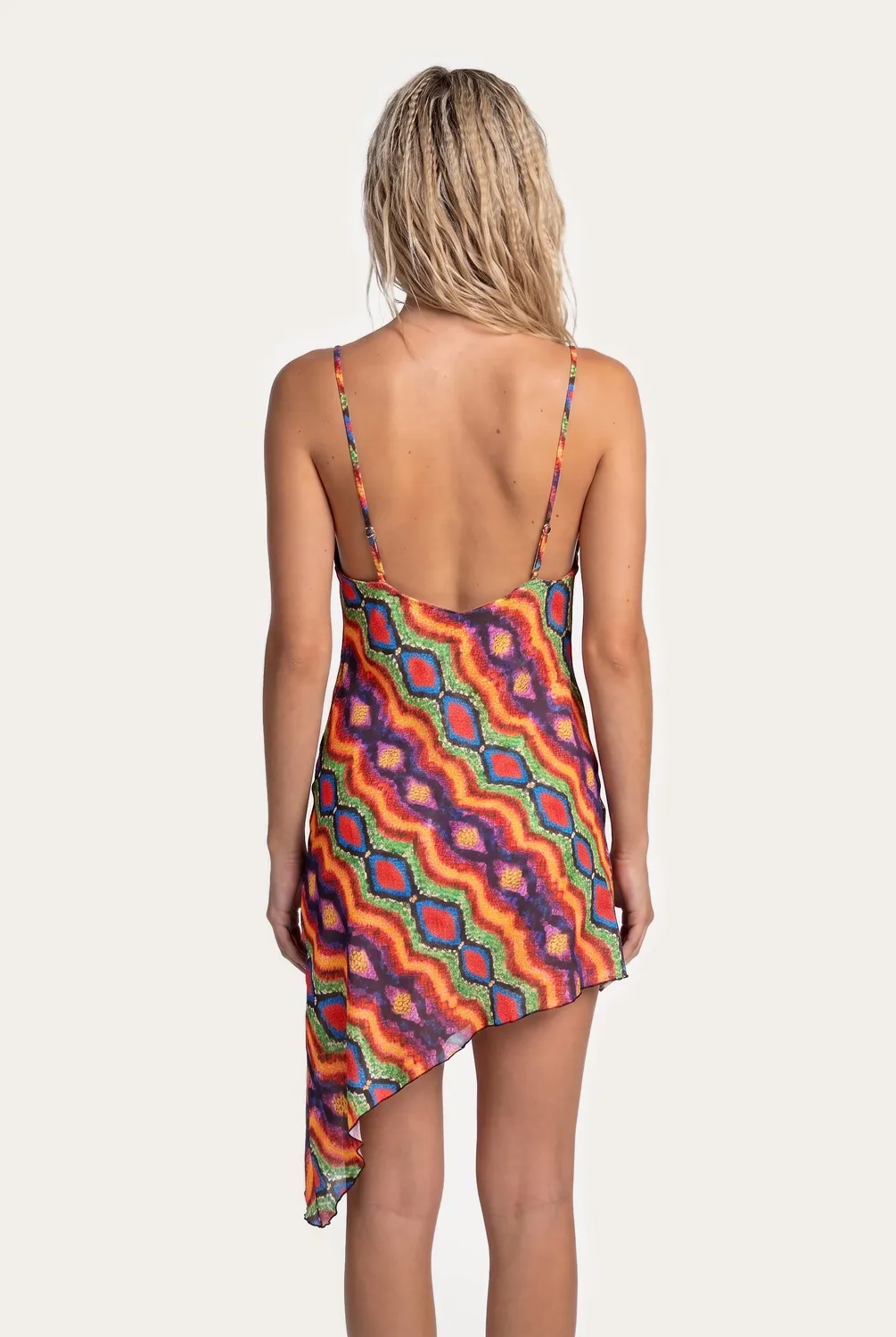 4 Giveness Rainbow Python abito corto georgette