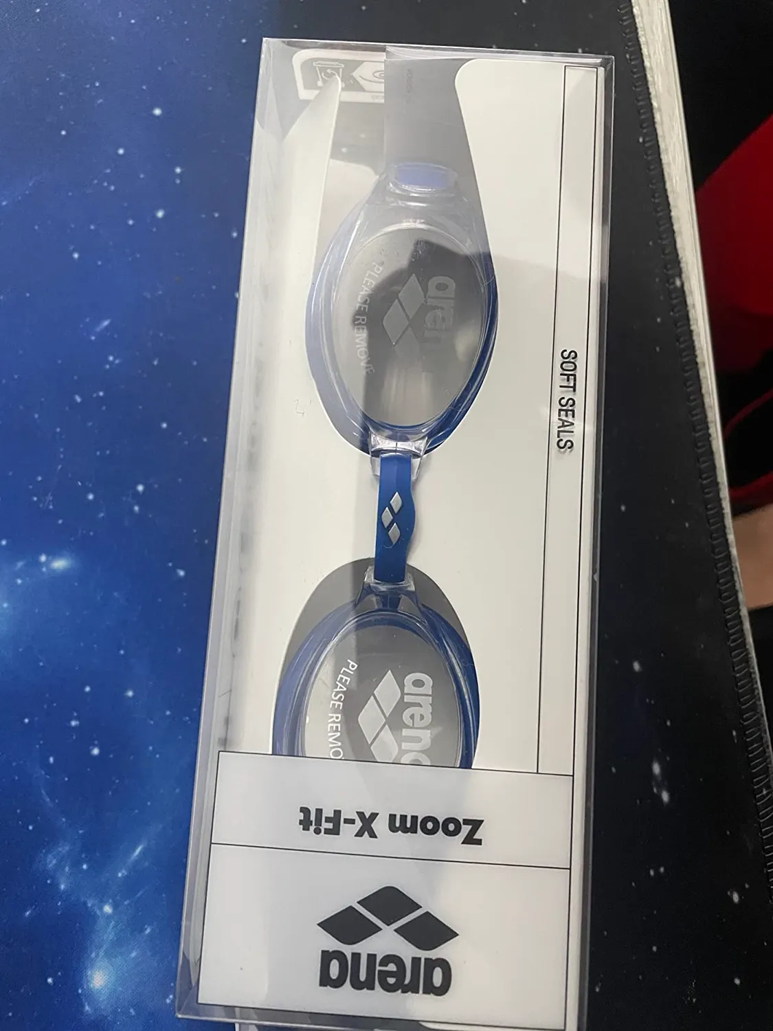 Arena Zoom X-Fit occhialini nuoto blu-trasparente antiappannamento
