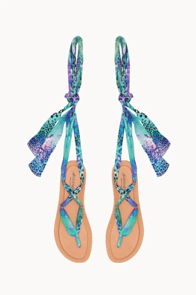 4Giveness Foulard Incrocio sandalo infradito fantasia