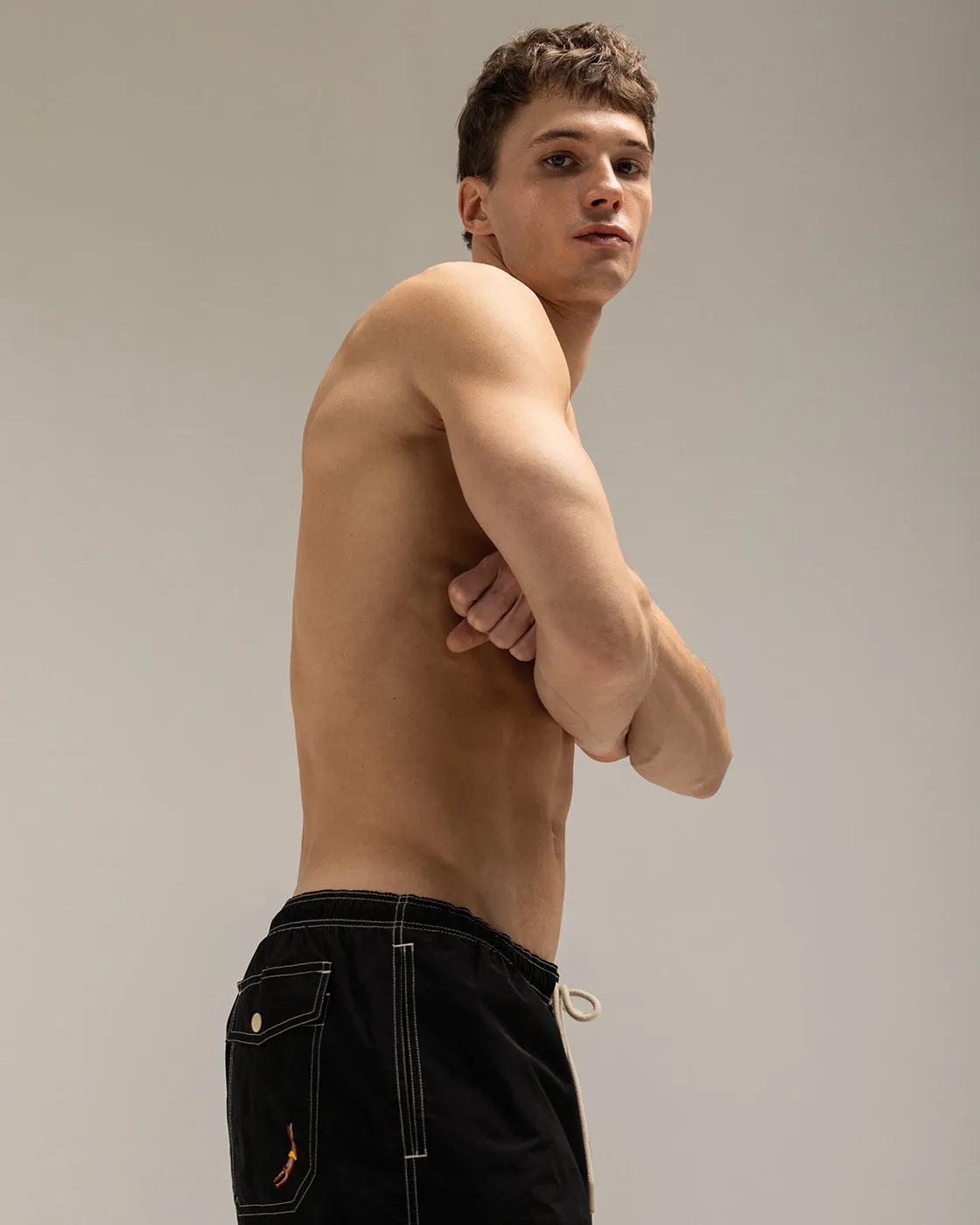 Mosso Sunwear boxer mare uomo nero goffrato
