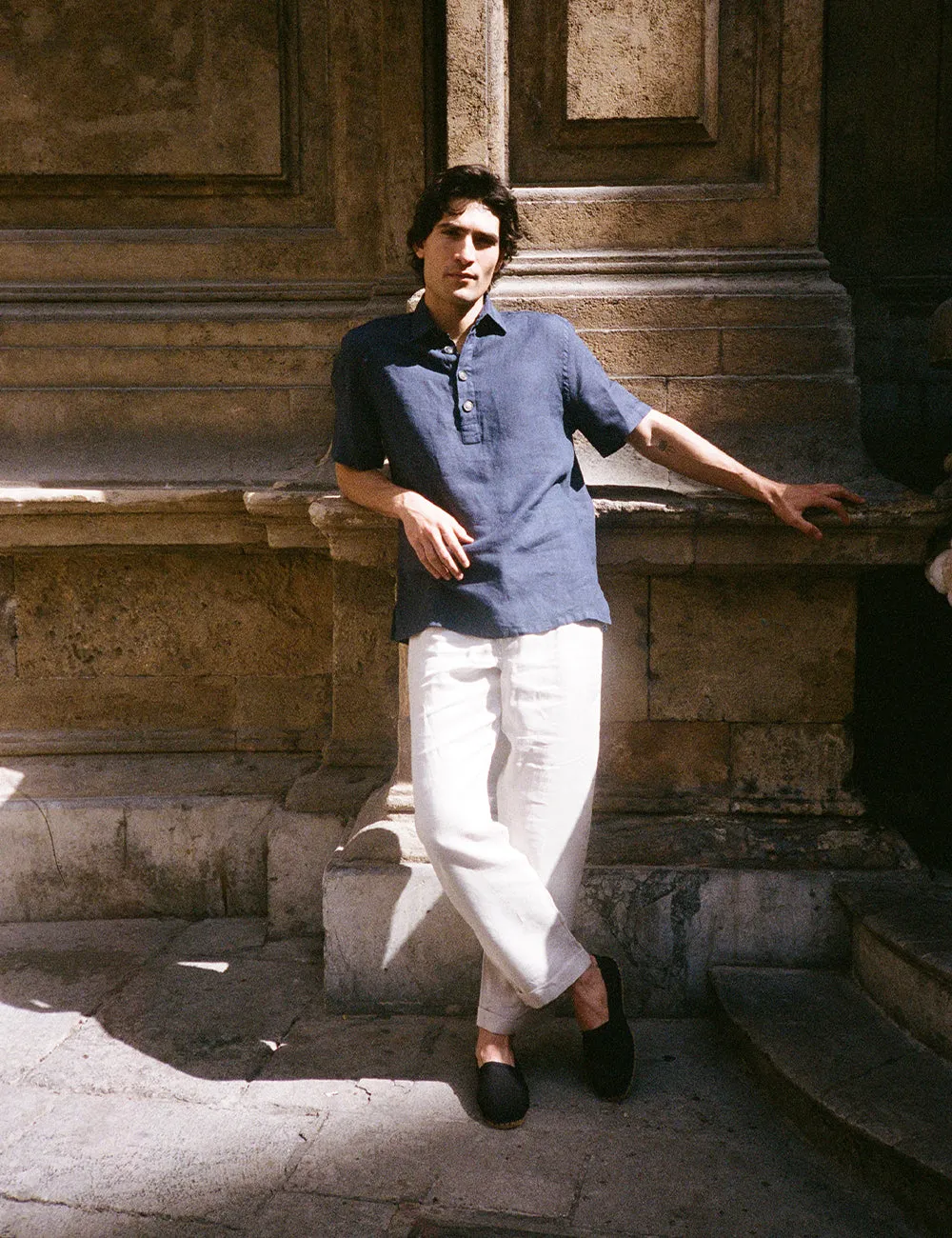 Ripa Ripa Vomero Polo Uomo Blu Lino Traspirante