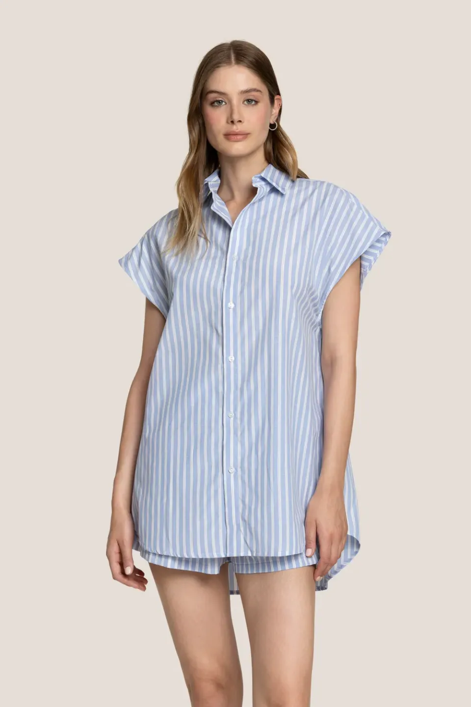 4 Giveness Vertical Lines mini dress righe azzurro