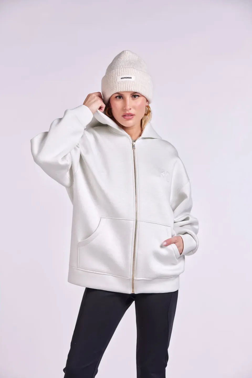 4Giveness 4GVS giacca zip cappuccio nera imbottita XS