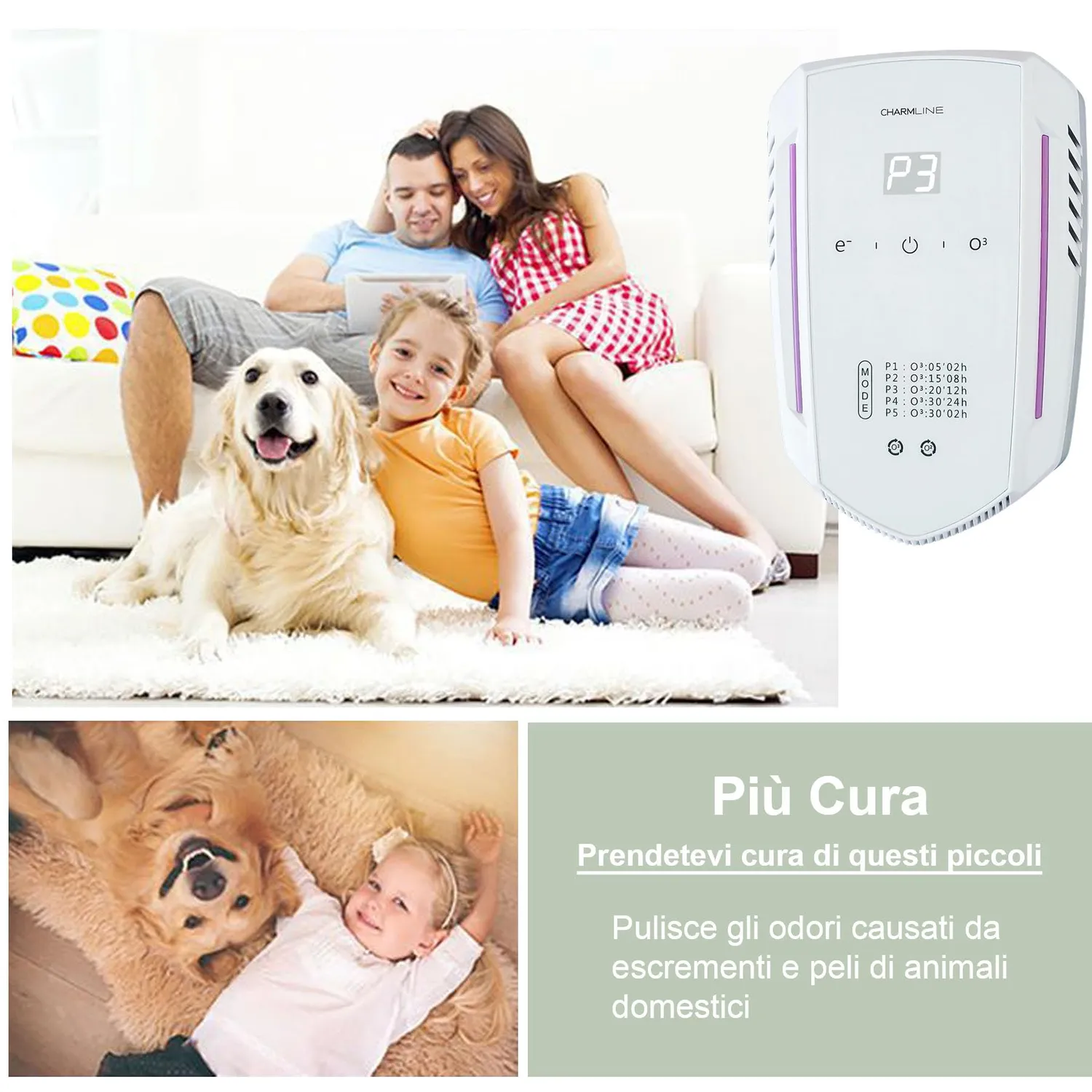 Charmline X09 purificatore aria ozono ioni 5-30 mq